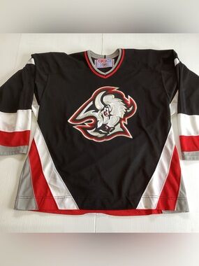 Vintage CCM Buffalo Sabres Goathead Jersey NHL Hockey Mens L Black